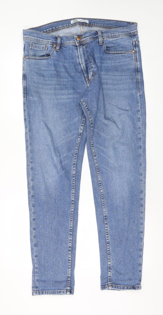 Mens UK Size 36 Zara Regular Fit Straight Blue Jeans