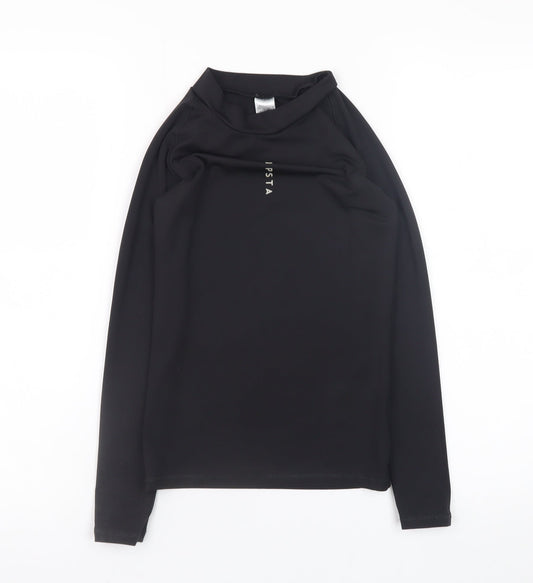 Kipsta Girls Black Long Sleeve Mock Neck Activewear Top 10-11 Years