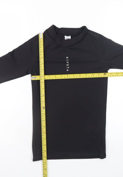 Kipsta Girls Black Long Sleeve Mock Neck Activewear Top 10-11 Years