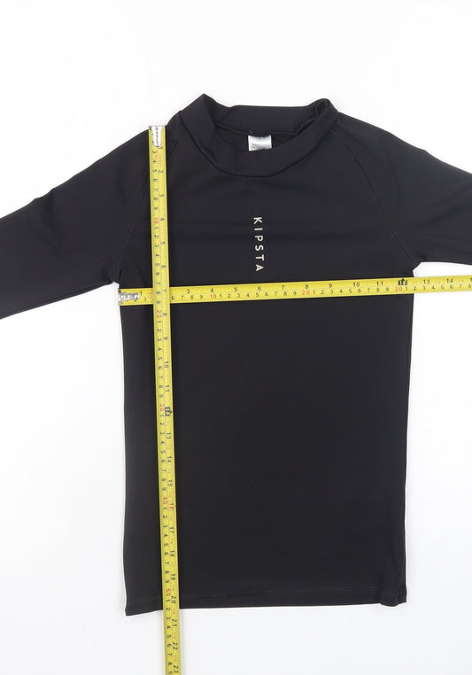 Kipsta Girls Black Long Sleeve Mock Neck Activewear Top 10-11 Years