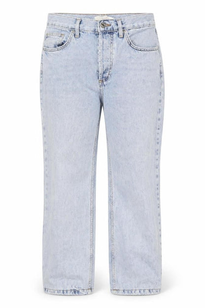 Front view of Topshop unisex light blue denim straight jeans w30 l28