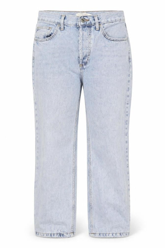 Front view of Topshop unisex light blue denim straight jeans w30 l28