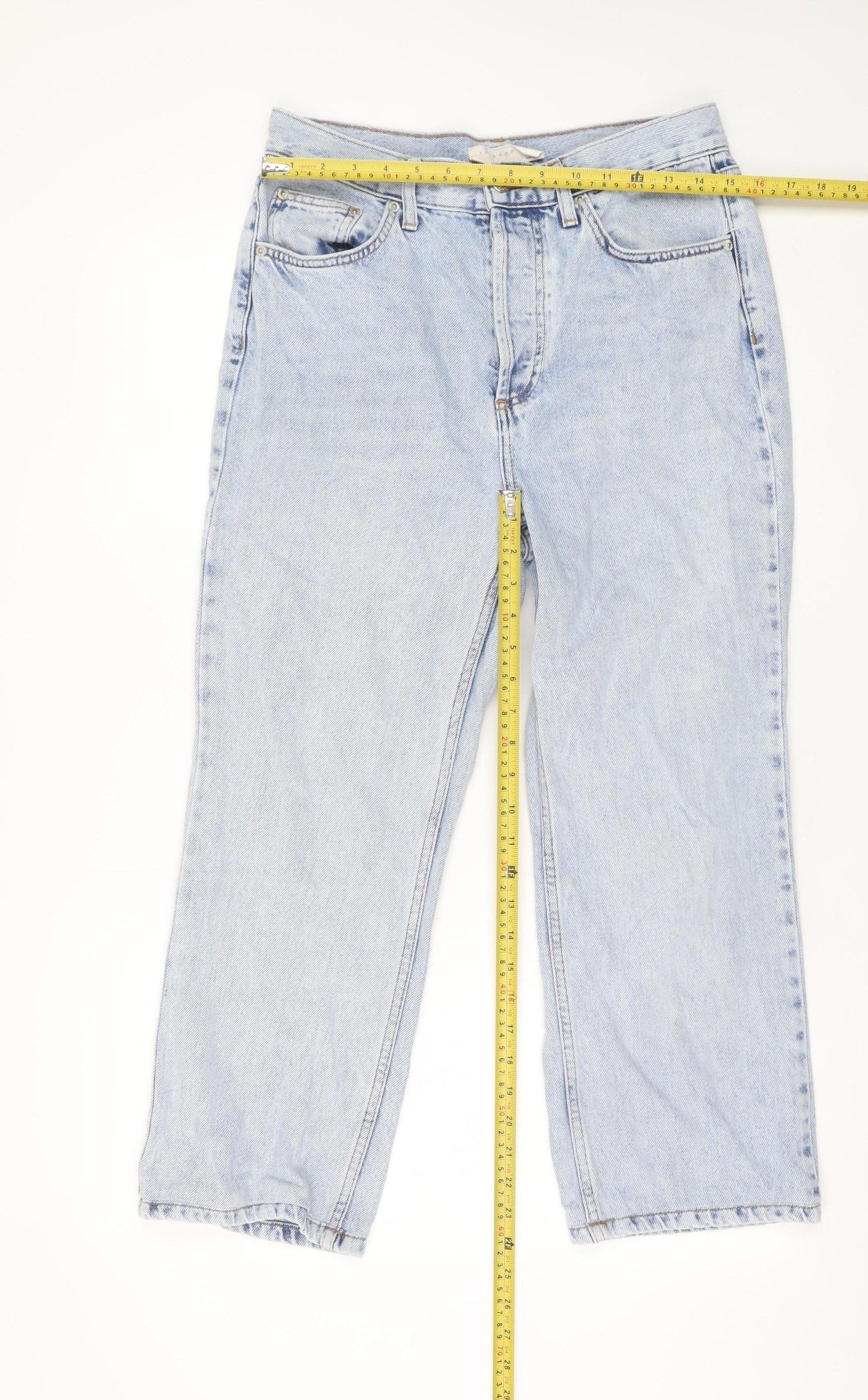 Unisex Adultss UK Size W30 L28 Topshop Regular Fit Straight Blue Jeans