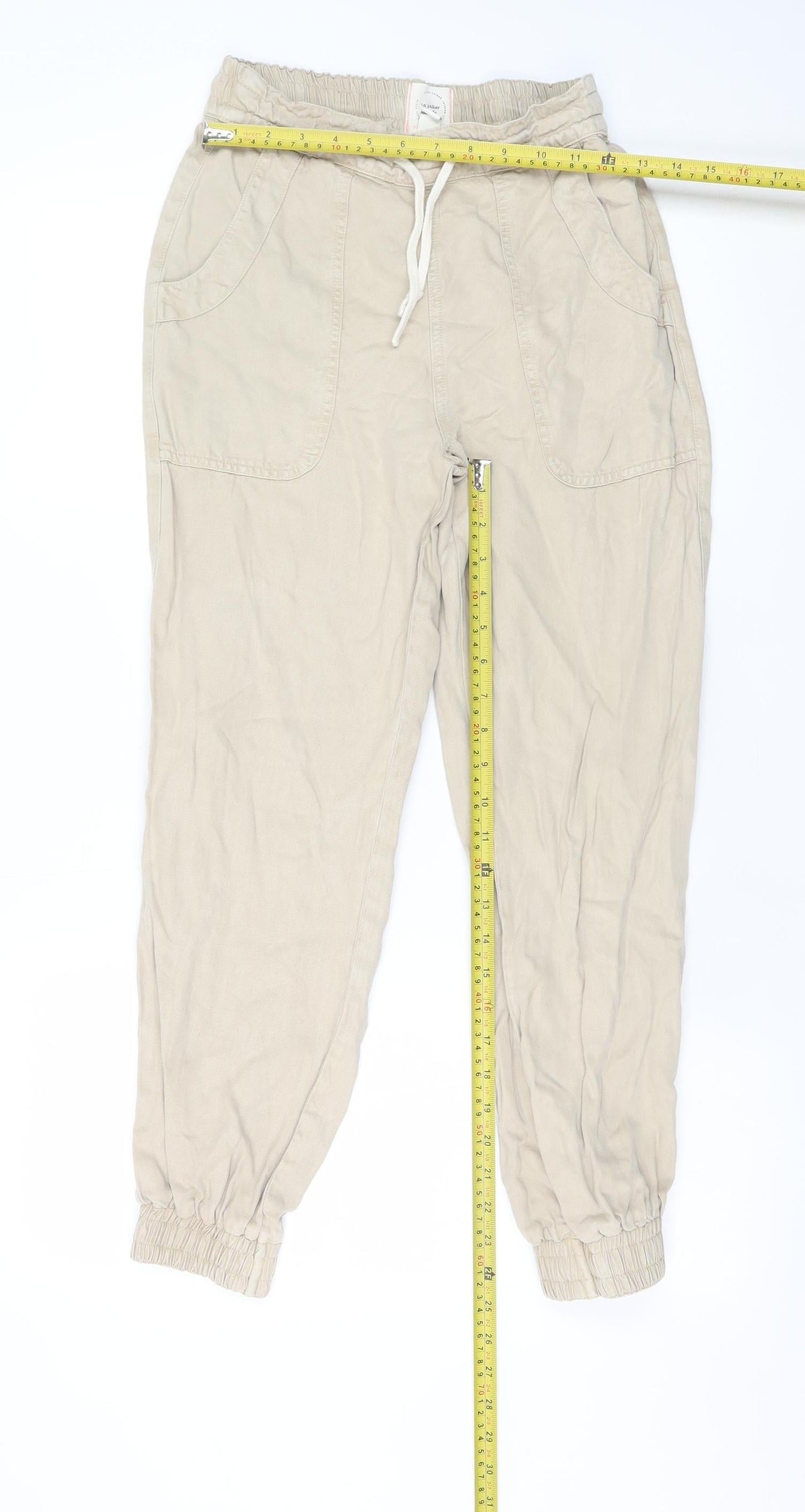 Mens UK Size 6R River Island Relaxed Fit Jogger Beige Trousers
