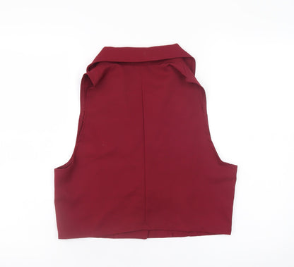 Boohoo Women's Red Suit Waistcoat UK 10 Tailored Sleeveless