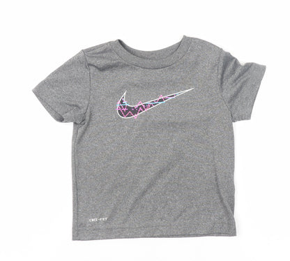 Nike Girls Grey Dri-FIT Short Sleeve Active T-Shirt 2-3 Years
