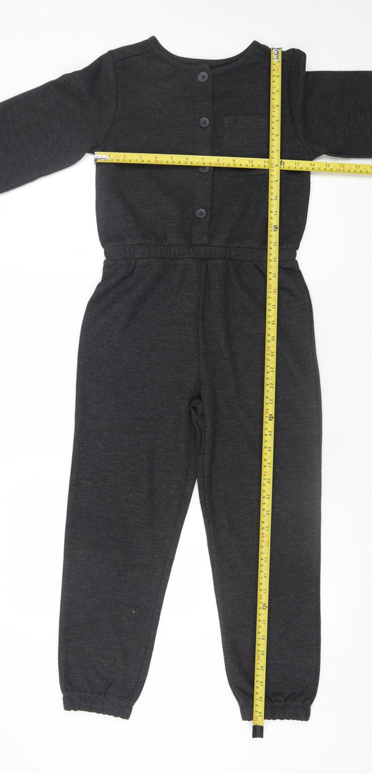 Dunnes Stores Girls Black Jersey Long Sleeve Jumpsuit 9-10 Years