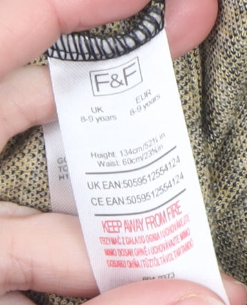Girls UK Size 8-9 Years F&F Regular Fit Wide Leg Grey Trousers