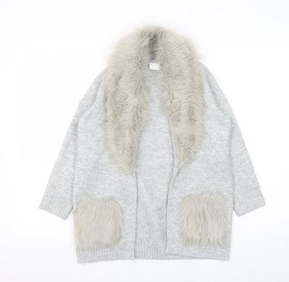 Girls UK Size 8-9 Years F&F Kids Grey Cardigan Jumper