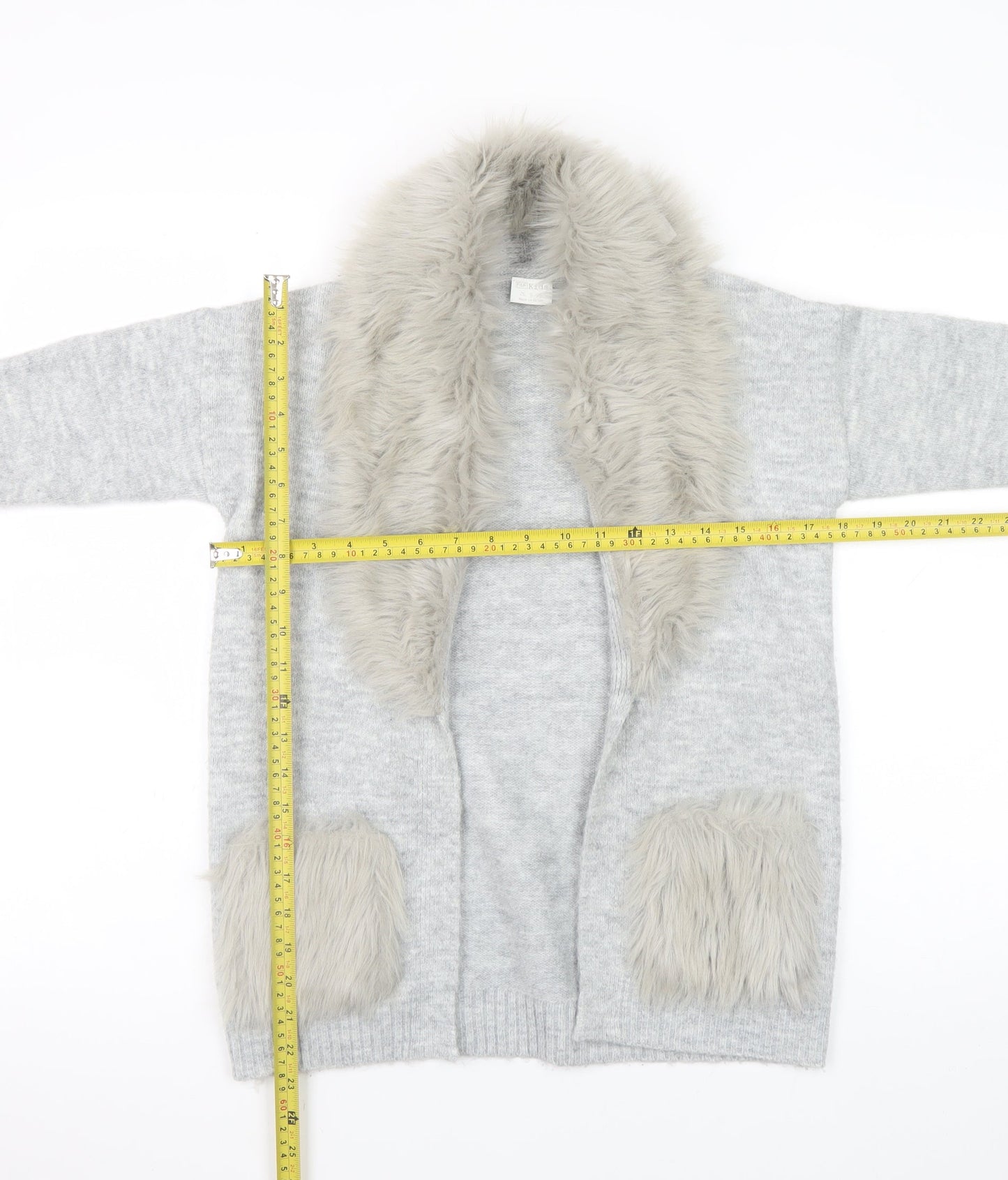 Girls UK Size 8-9 Years F&F Kids Grey Cardigan Jumper