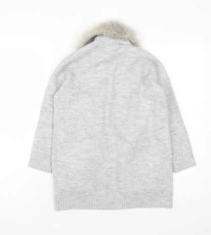Girls UK Size 8-9 Years F&F Kids Grey Cardigan Jumper
