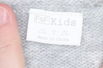 Girls UK Size 8-9 Years F&F Kids Grey Cardigan Jumper