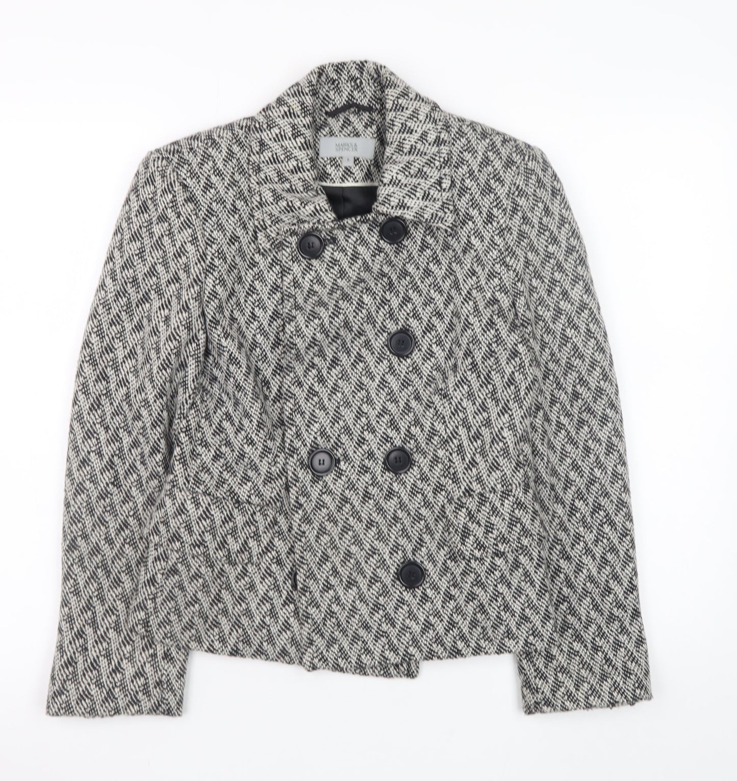 Womens UK Size 8 Marks and Spencer Grey Pea Coat