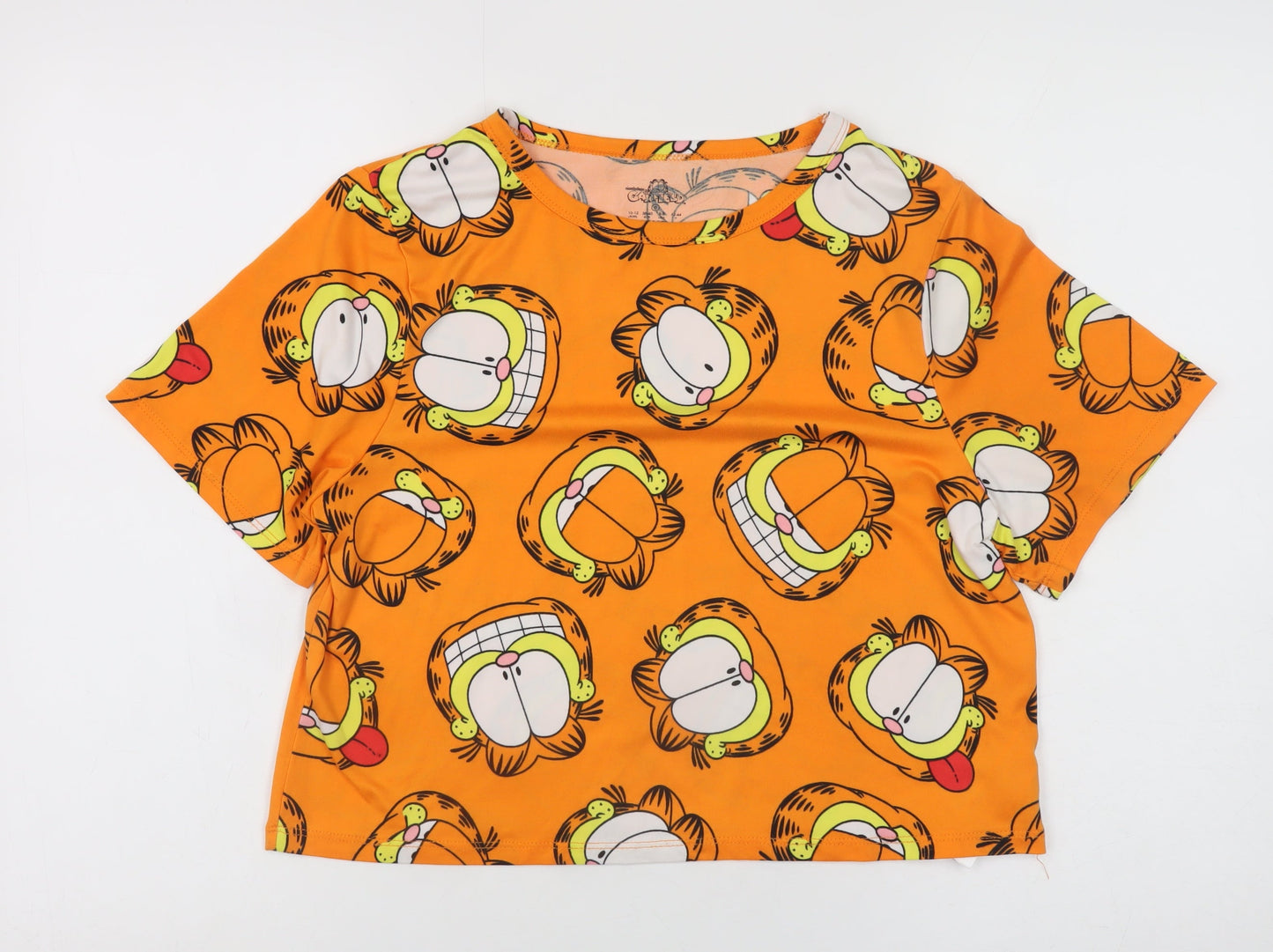 Womens UK Size S Garfield Orange Cropped T-Shirt
