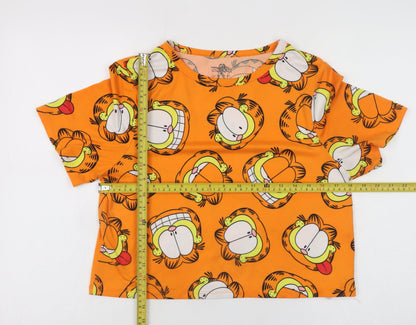 Womens UK Size S Garfield Orange Cropped T-Shirt