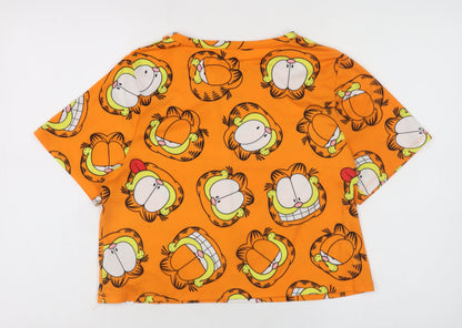 Womens UK Size S Garfield Orange Cropped T-Shirt