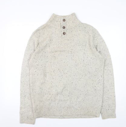 Mens UK Size L Cedar Wood State Beige Henley Jumper