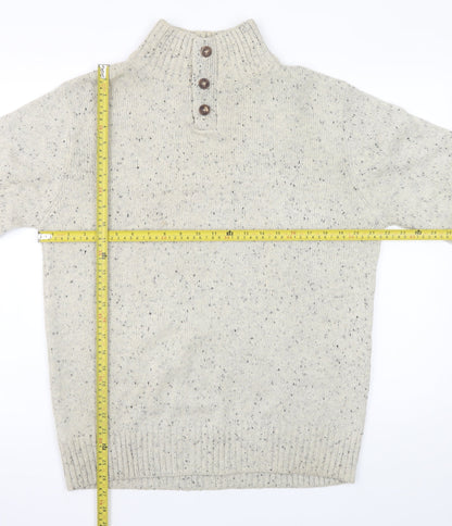 Mens UK Size L Cedar Wood State Beige Henley Jumper