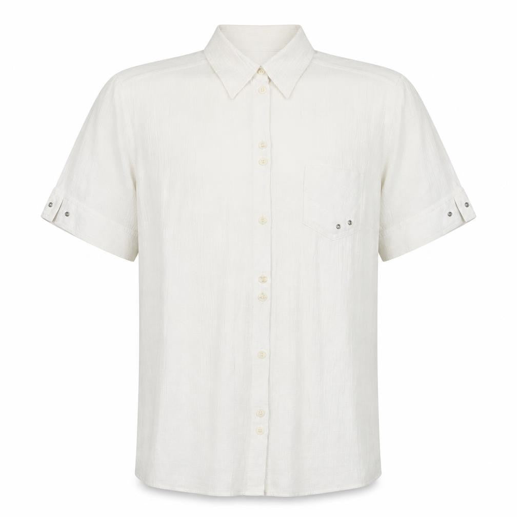 FER Men's White Short Sleeve Regular Fit Button-Up Shirt Size 52