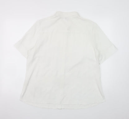 FER Men's White Short Sleeve Regular Fit Button-Up Shirt Size 52
