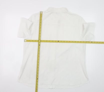 FER Men's White Short Sleeve Regular Fit Button-Up Shirt Size 52
