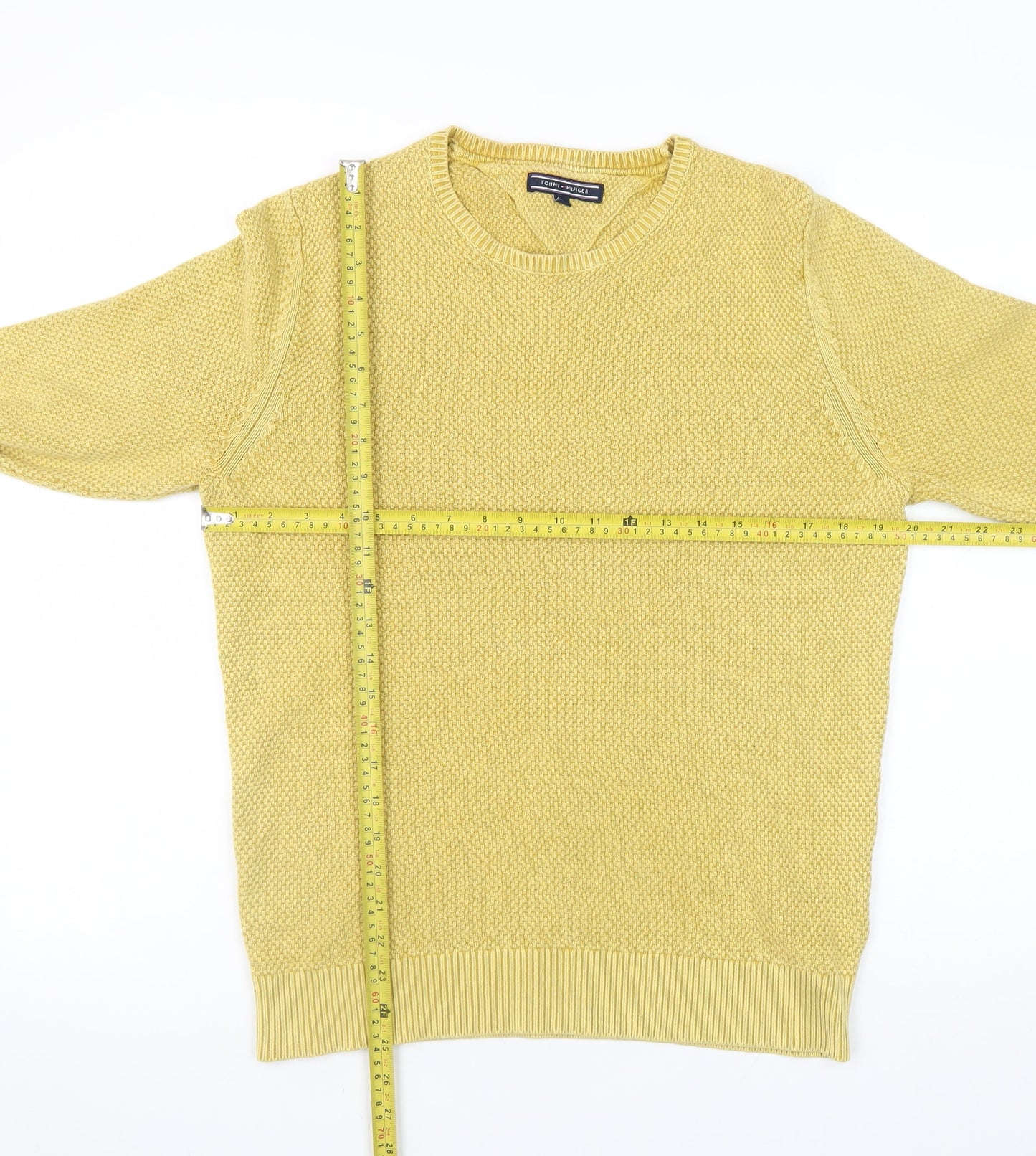 Mens UK Size S Tommy Hilfiger Yellow Pullover Jumper