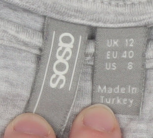 Womens UK Size 12 ASOS Grey Basic T-Shirt