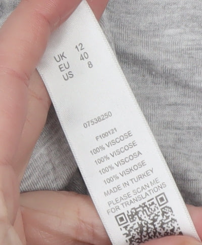 Womens UK Size 12 ASOS Grey Basic T-Shirt