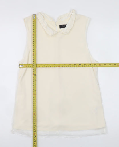 Savida Women’s Ivory Sleeveless Lace Collar Chiffon Blouse UK 12