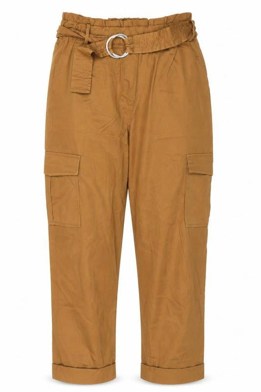 Womens UK Size 14 Bershka Regular Fit Cargo Brown Trousers