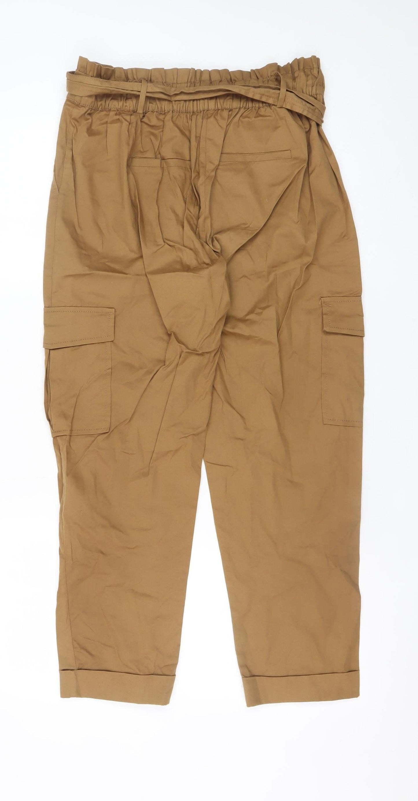 Womens UK Size 14 Bershka Regular Fit Cargo Brown Trousers