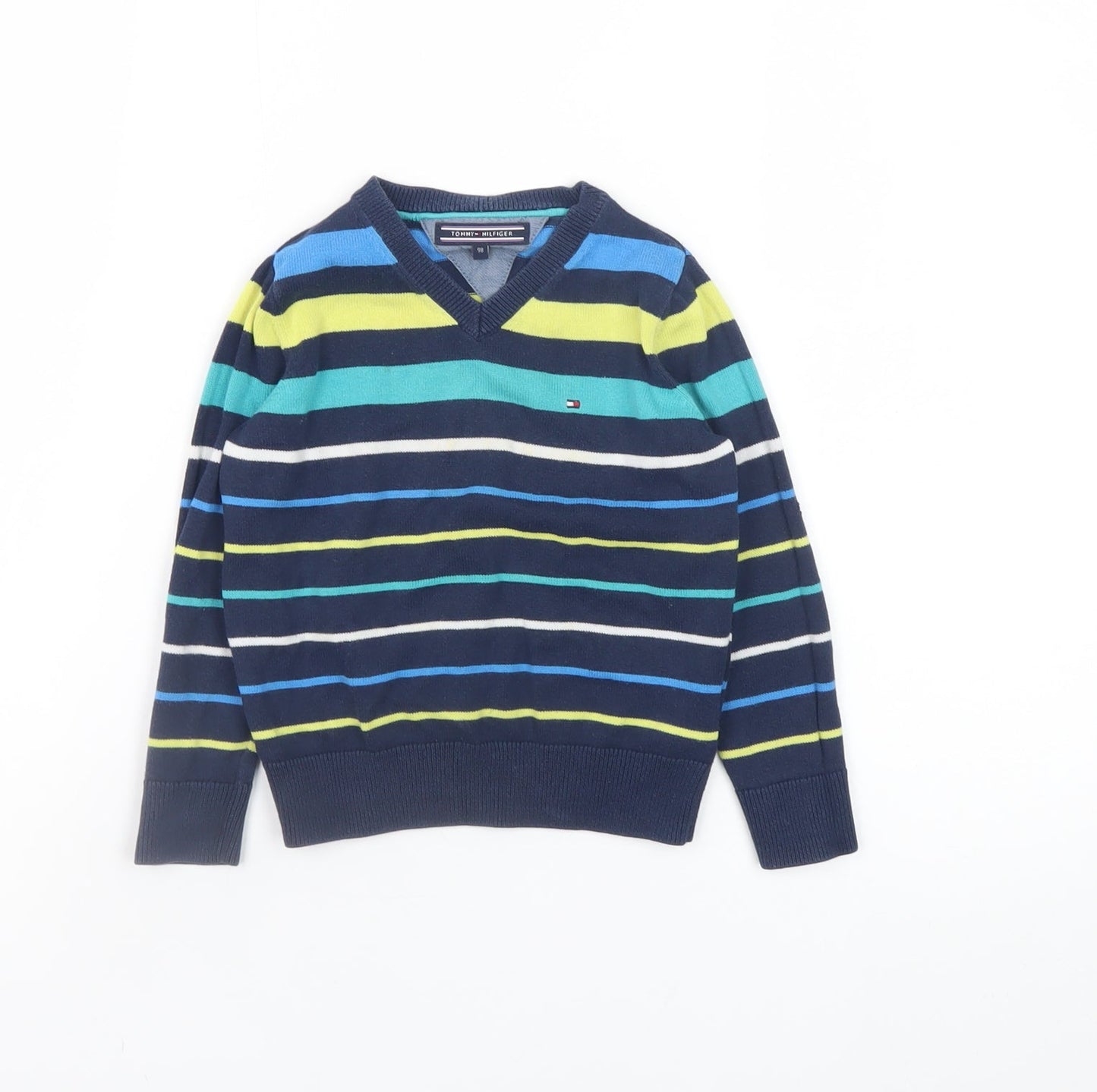 Boys UK Size 3 Years Tommy Hilfiger Blue Pullover Jumper