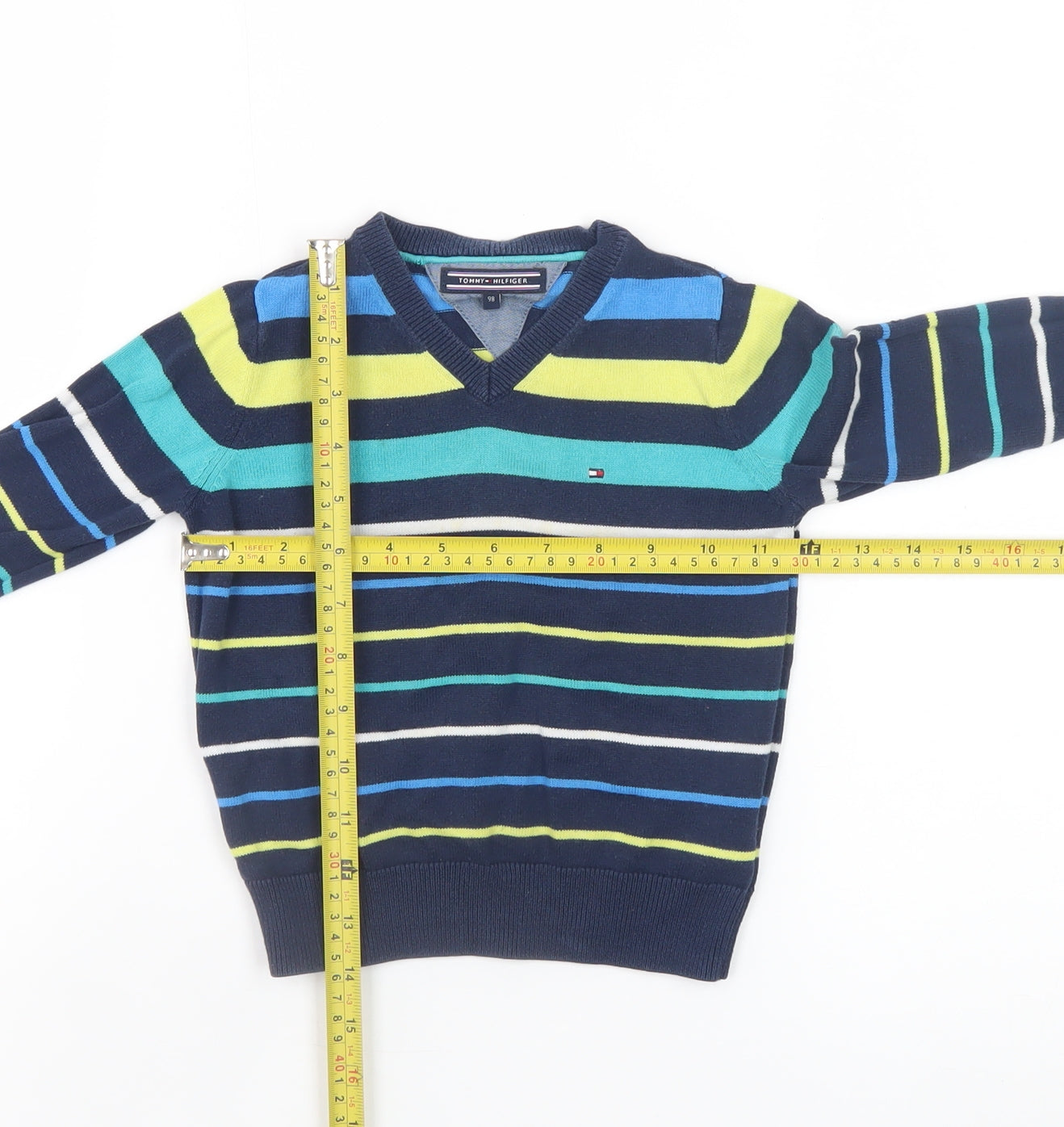 Boys UK Size 3 Years Tommy Hilfiger Blue Pullover Jumper