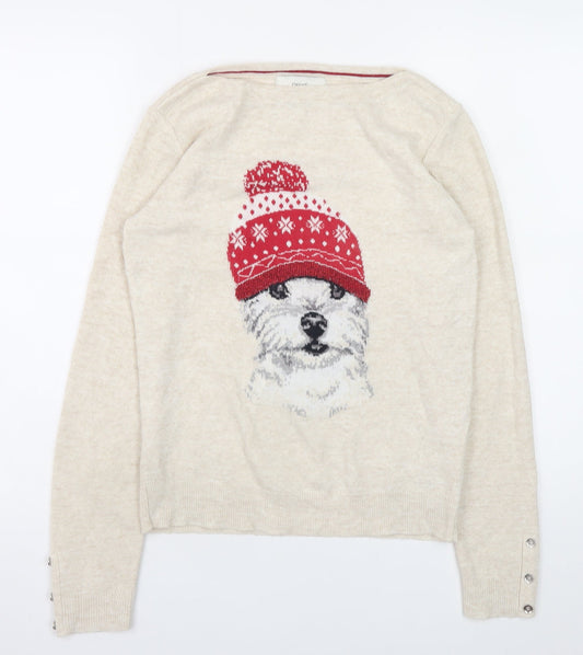 Next Women’s Beige Dog Christmas Jumper Size 8