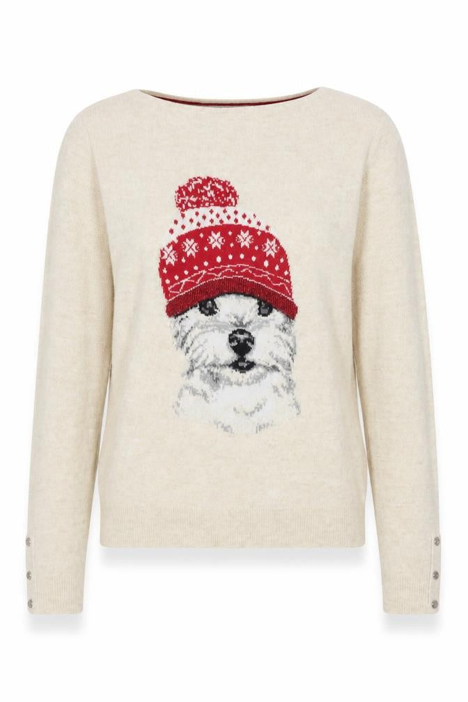 Next Women’s Beige Dog Christmas Jumper Size 8