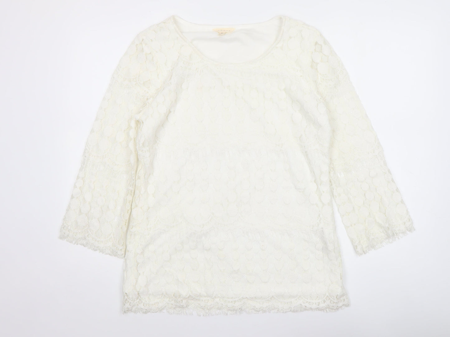 Womens UK Size M Adiva Ivory Lace Blouse