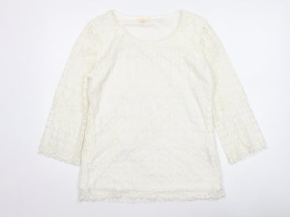 Womens UK Size M Adiva Ivory Lace Blouse