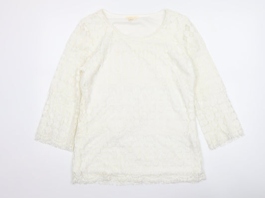 Womens UK Size M Adiva Ivory Lace Blouse