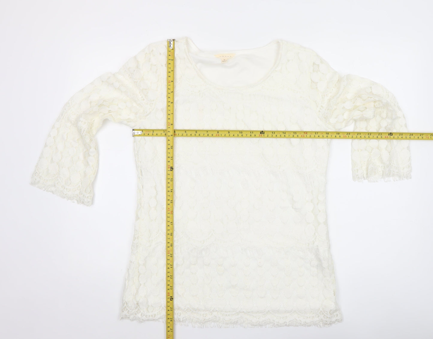 Womens UK Size M Adiva Ivory Lace Blouse