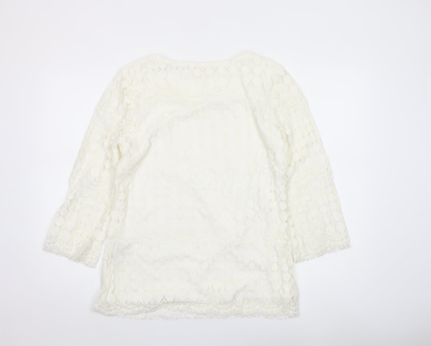 Womens UK Size M Adiva Ivory Lace Blouse