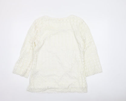 Womens UK Size M Adiva Ivory Lace Blouse