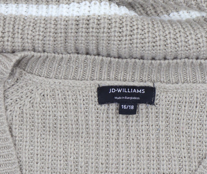 Womens UK Size 16 JD Williams Beige Pullover Jumper