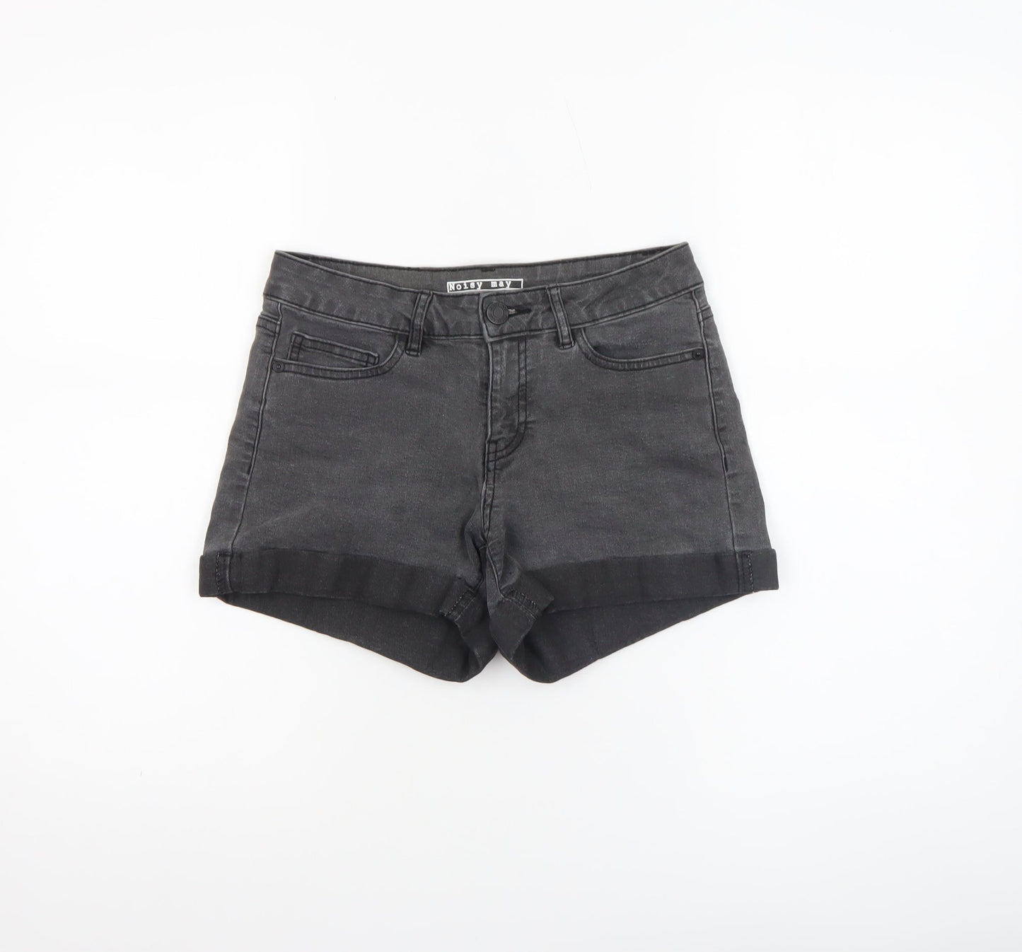 Noisy May Womens Grey Denim High Rise Hot Pants Shorts XS