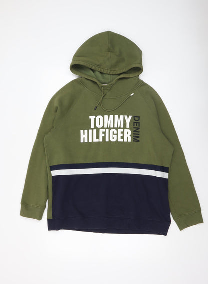 Mens UK Size M Tommy Hilfiger Green Pullover Hoodie