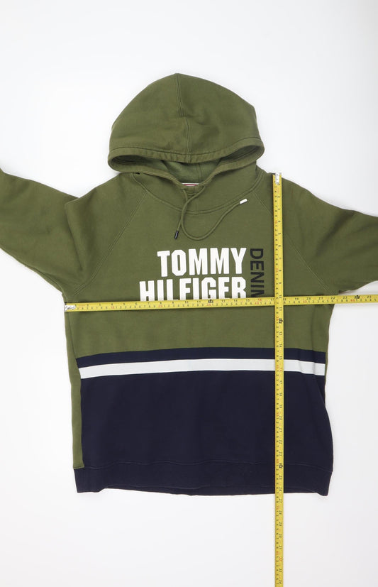 Mens UK Size M Tommy Hilfiger Green Pullover Hoodie