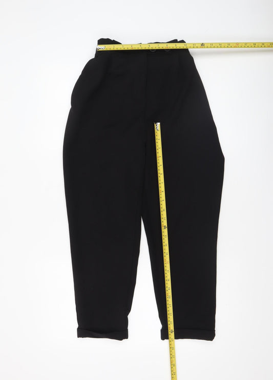 Womens UK Size 12 Pull & Bear Regular Fit Casual Workwear Black Trousers