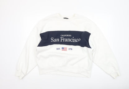 Womens UK Size S Stradivarius White Pullover Sweatshirt