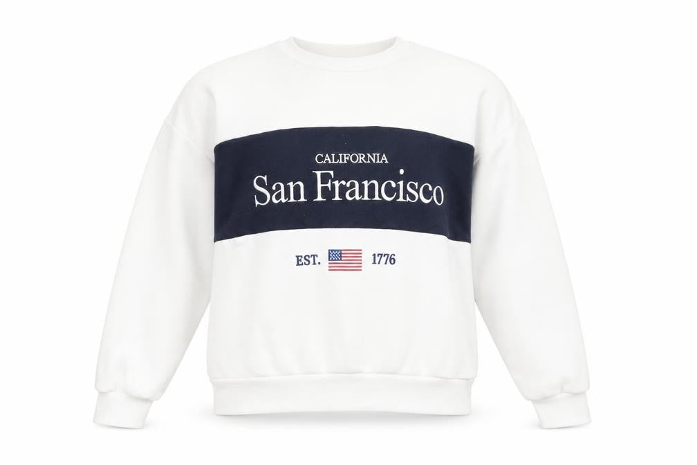 Womens UK Size S Stradivarius White Pullover Sweatshirt