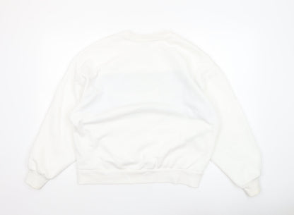 Womens UK Size S Stradivarius White Pullover Sweatshirt