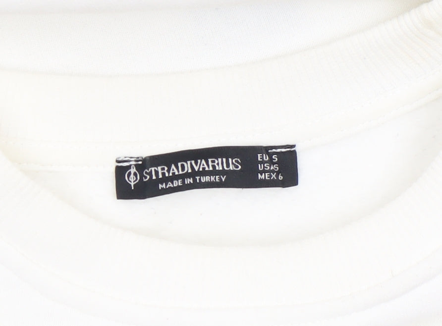 Womens UK Size S Stradivarius White Pullover Sweatshirt